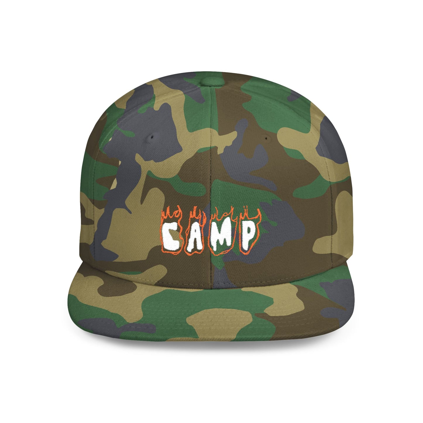Camp Fire Flat Bill Snapback Hat
