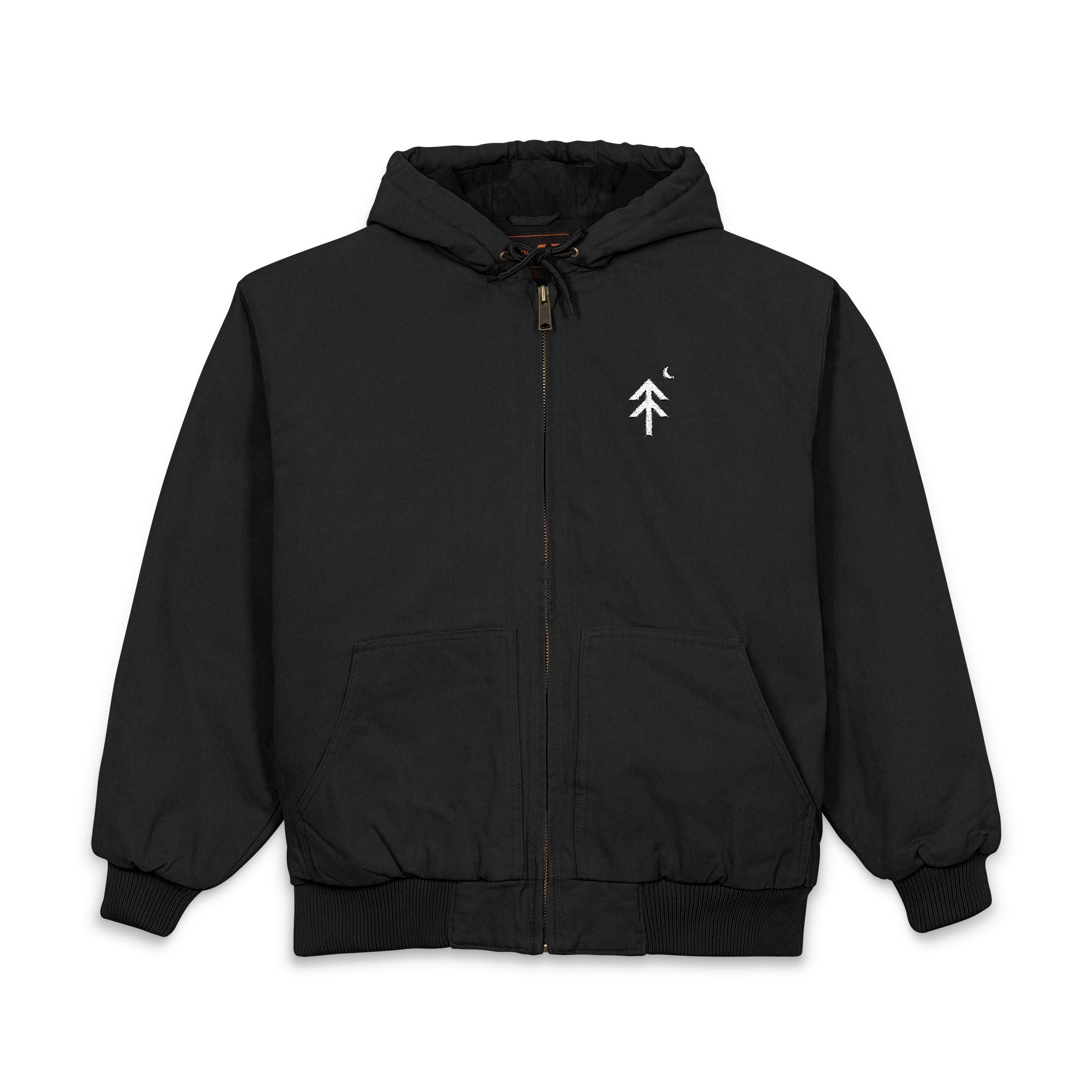 Pine Tree Hooded Work Jacket (Black)