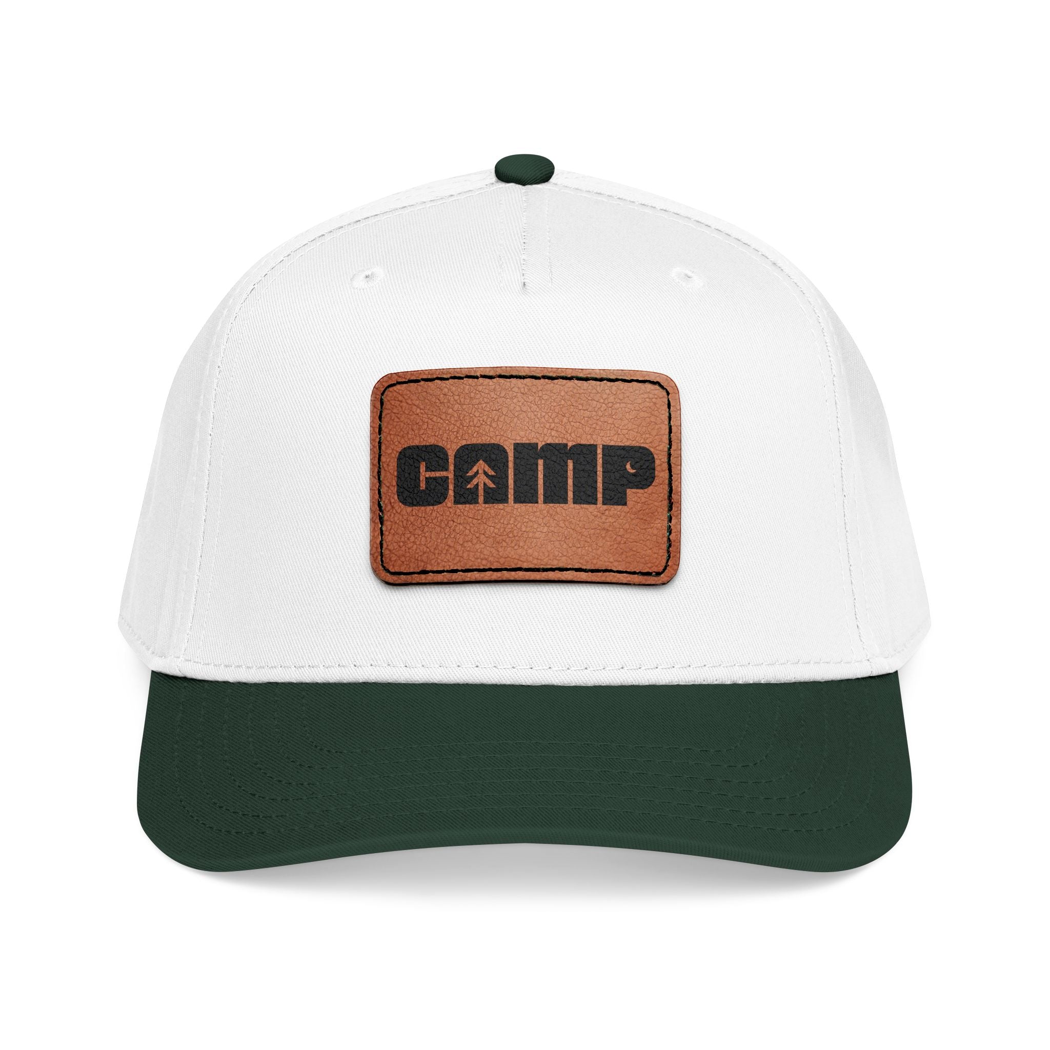 Camp Leather Patch Hat (White/Black)