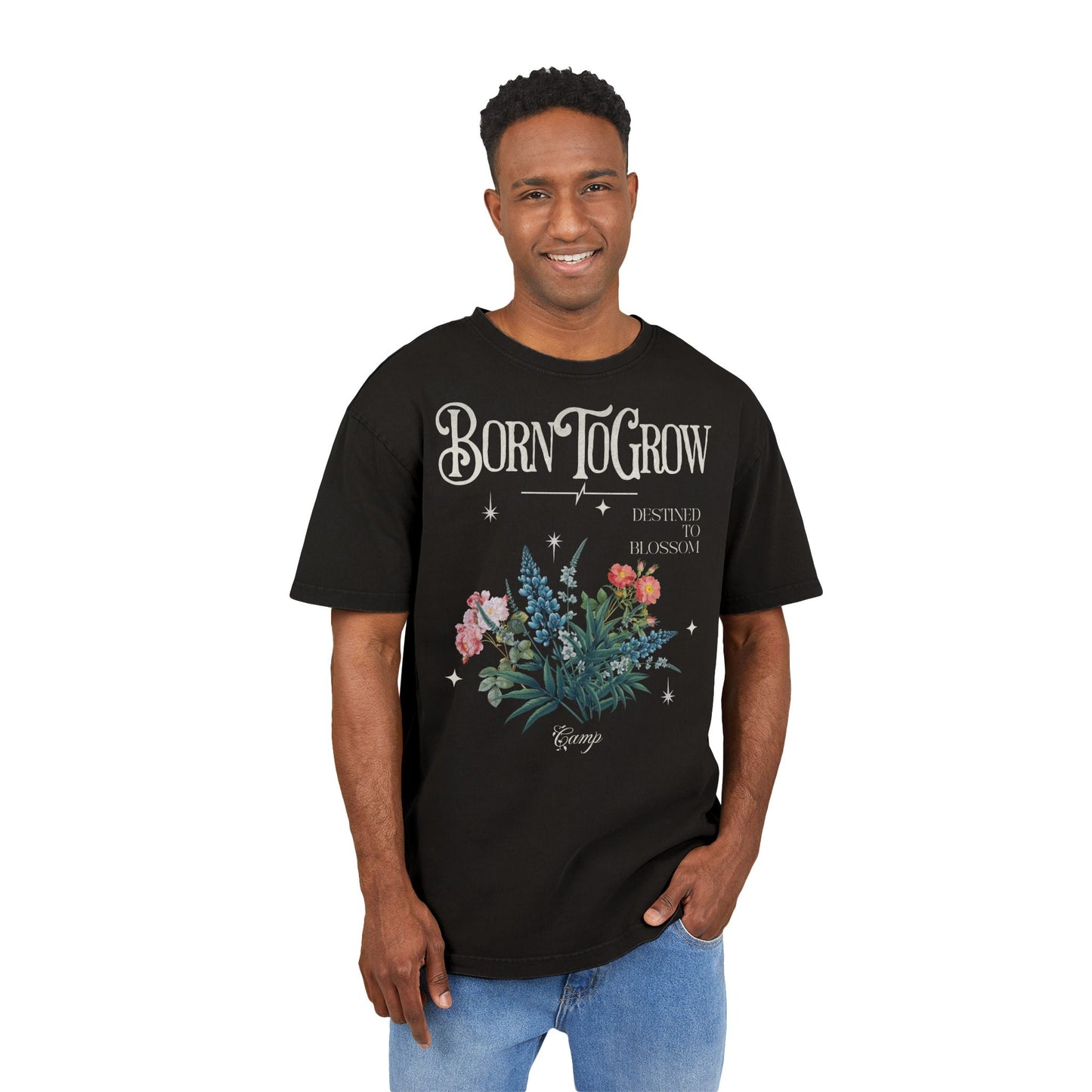 'Born To Grow' Washed Oversized Tee